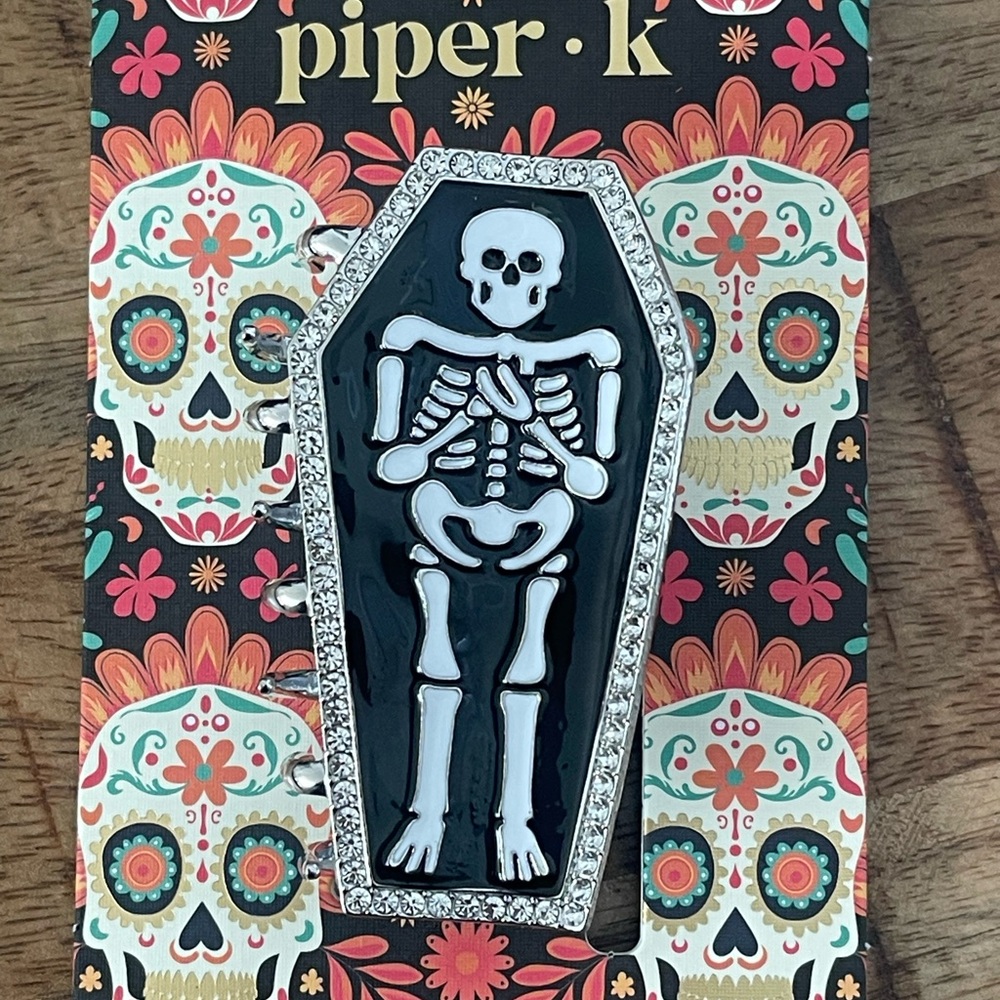 Piper K Black 💀Skeleton💀Halloween Hair Clip